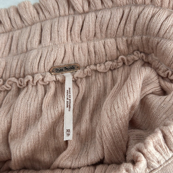 Free people top light pink off the shoulder bow detail flowy sleeves sz xs - Picture 4 of 11